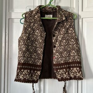 VIntage Floral Print Vest with tie Back - Size L